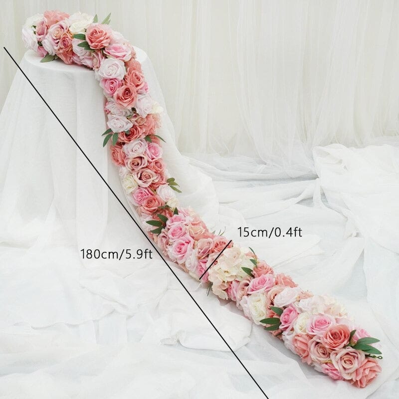 WeddingStory Shop Flowers 180 cm/ 70.8 inch runner peach pink Premium pink Party Backdrop wall decoration flowers