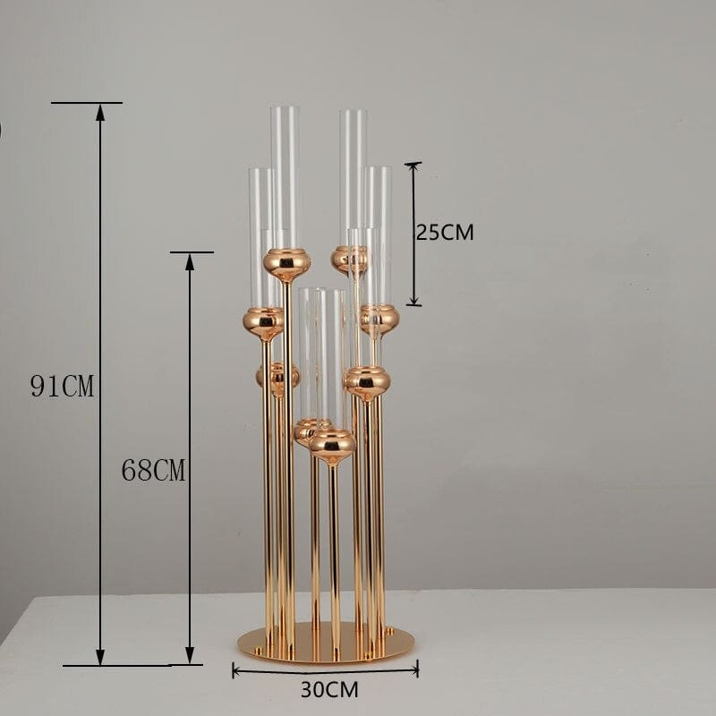 WeddingStory Shop 8 Head Metal Gold Candelabra 3 FT
